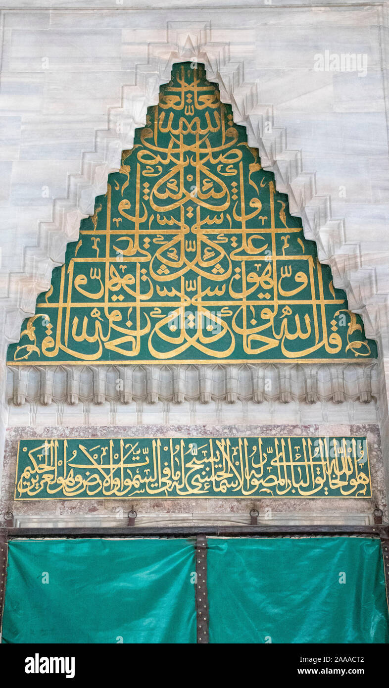 Stiftung Inschrift, Kılıç Ali Pasha Moschee, Tophane, Istanbul, Türkei Stockfoto