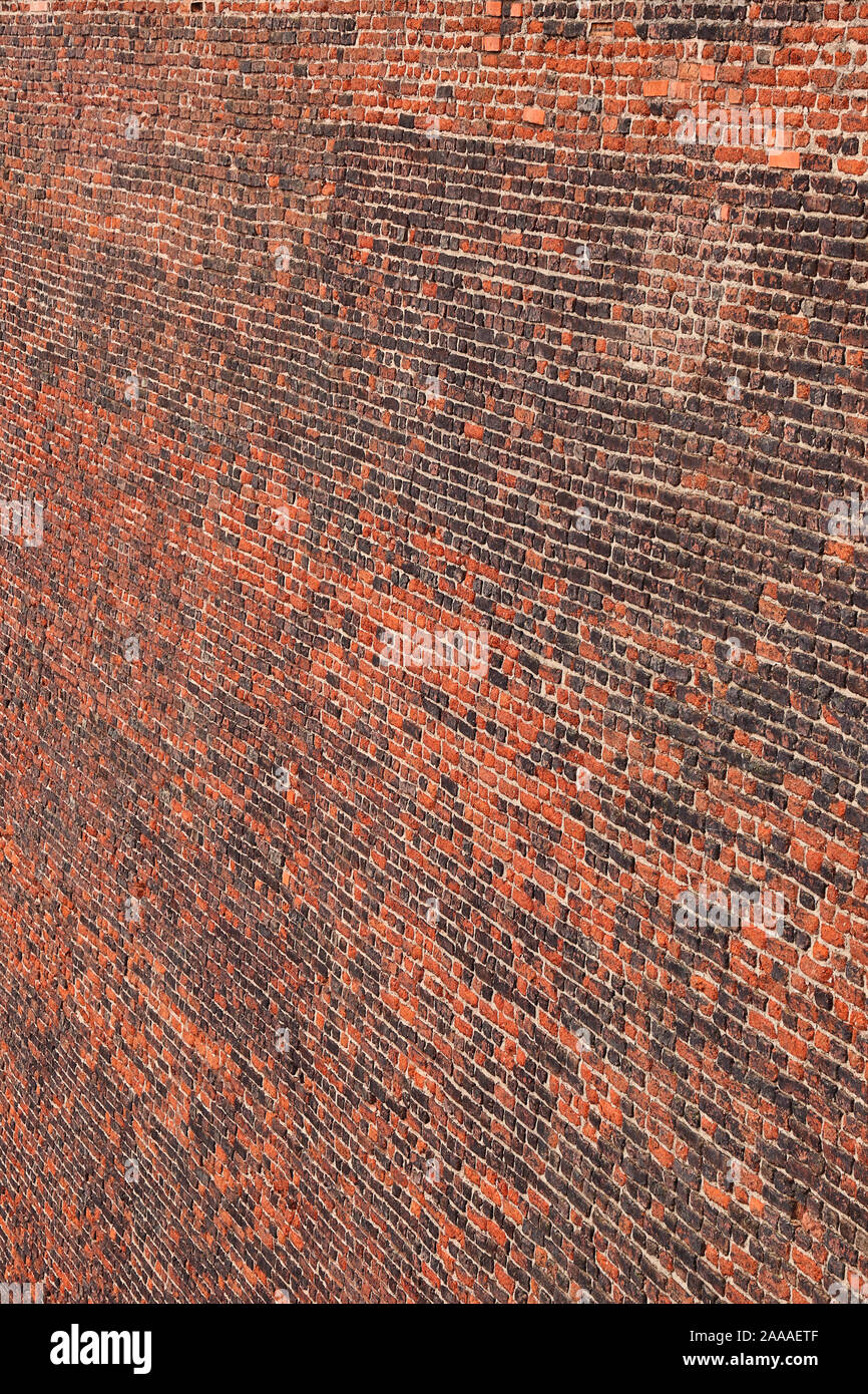 Detail der alten Ziegel / Mauerwerk Befestigungsmauer von Vyšehrad, Prag Stockfoto