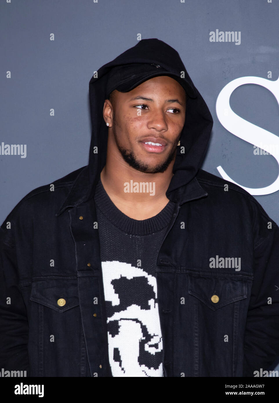 Brooklyn, NY, USA - November 19, 2019: Saquon Barkley nimmt Apple TV + Premiere von "der Diener" an der BAM Howard Gilman Opera House, Brooklyn Stockfoto