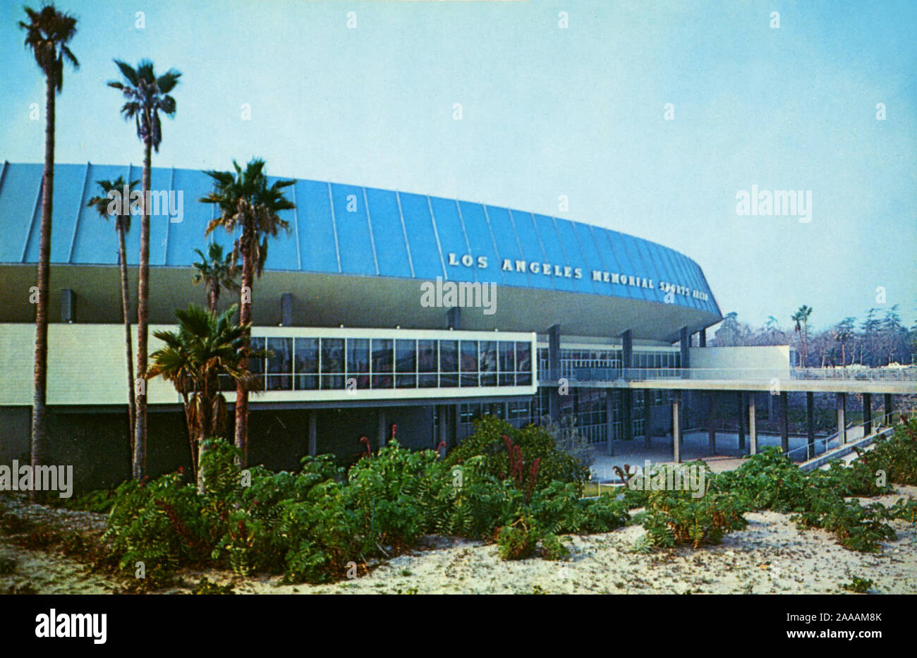 Das Los Angeles Memorial Sports Arena war einst die Heimat der NBA LOS ANGELES. Scherer, anderer Sport Teams und viele classic rock Konzerte einschließlich Denkwürdigen perfromances von Pink Floyd und Bruce Springsteen. Das Gebäude steht nicht mehr. Stockfoto