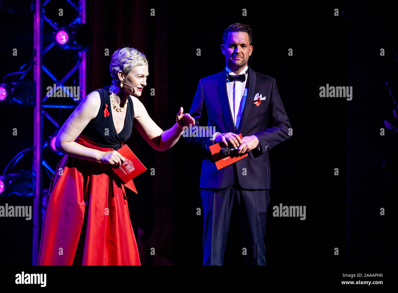 Karen Heinrichs und Matthias Killing bei der 14. Hoffe Gala 2019 im Schauspielhaus. Dresden, 16.11.2019 Stockfoto
