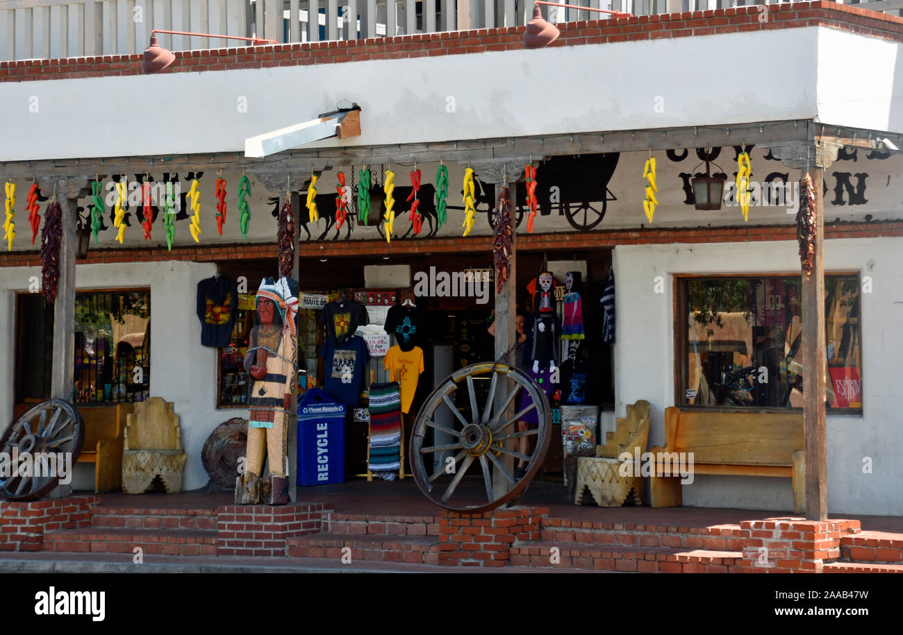 Die Altstadt von Albuquerque Plaza ursprünglich festgelegt, die von spanischen Kolonisten im Jahr 1700 und 10 Blocks vom historischen Adobe Gebäuden. Stockfoto