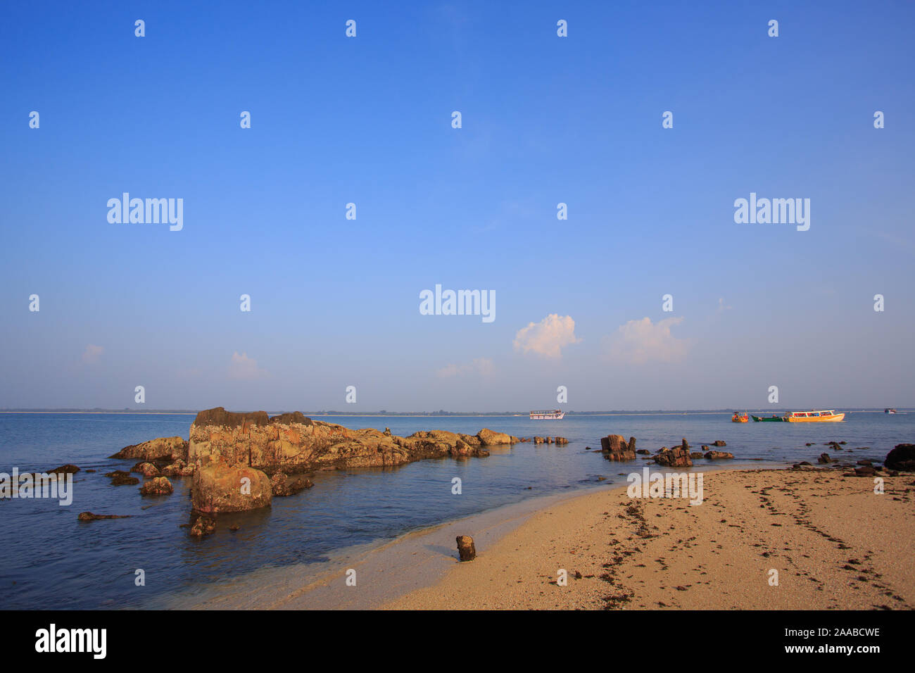 St. Mary's Island ist berühmt für seine Basalt Felsformationen (Karnataka, Indien) Stockfoto