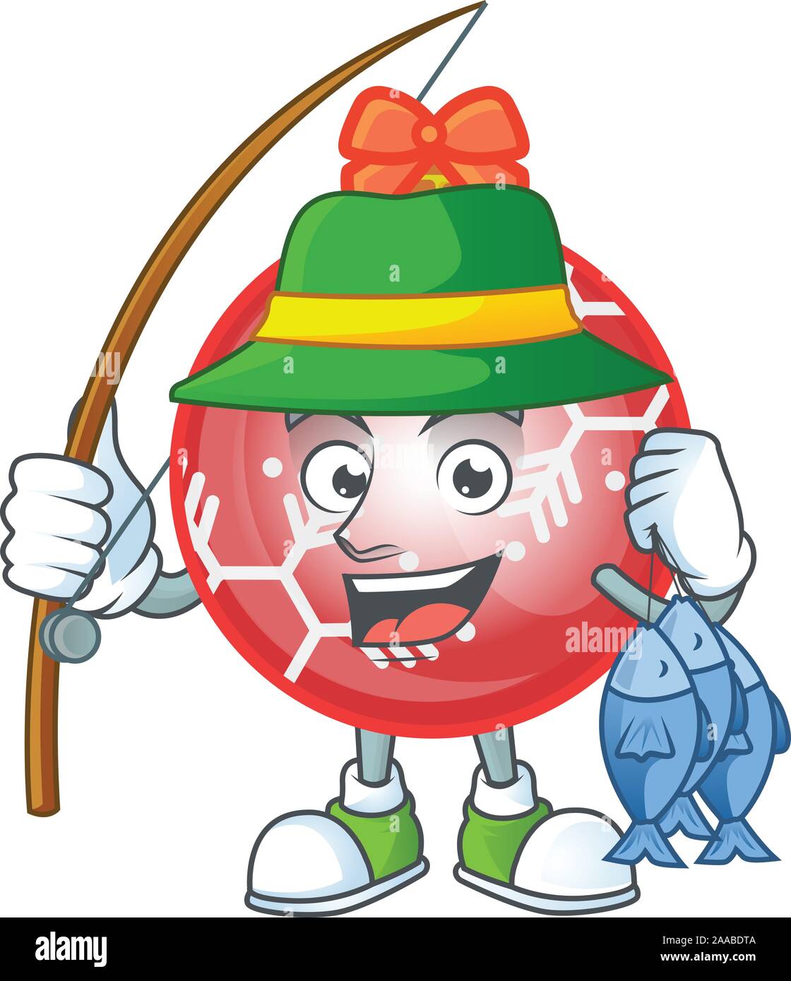 Angeln Maskottchen in Cartoon red christmas ball Stock Vektor