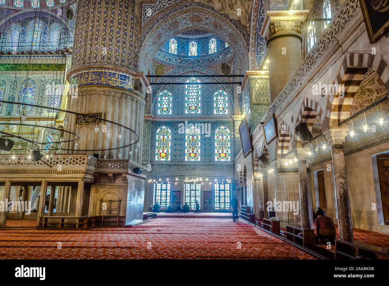 Interieur der Sultanahmet Moschee die Blaue Moschee in Istanbul, Türkei Stockfoto