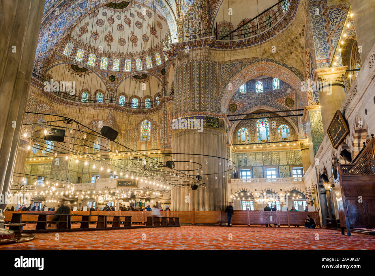 Interieur der Sultanahmet Moschee die Blaue Moschee in Istanbul, Türkei Stockfoto