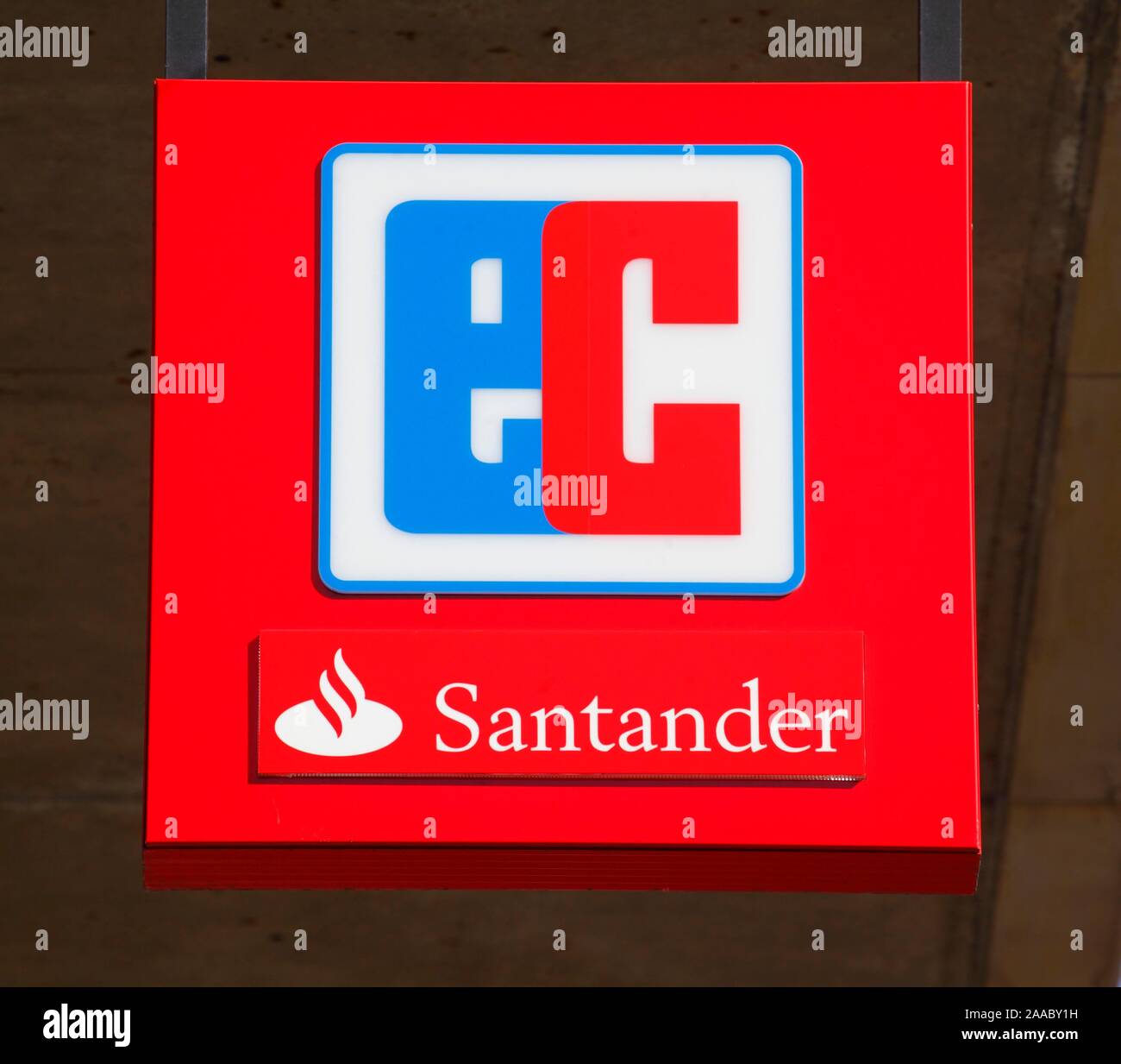 Logo, ec-cash Dispenser, Santander-Bank, Deutschland Stockfoto