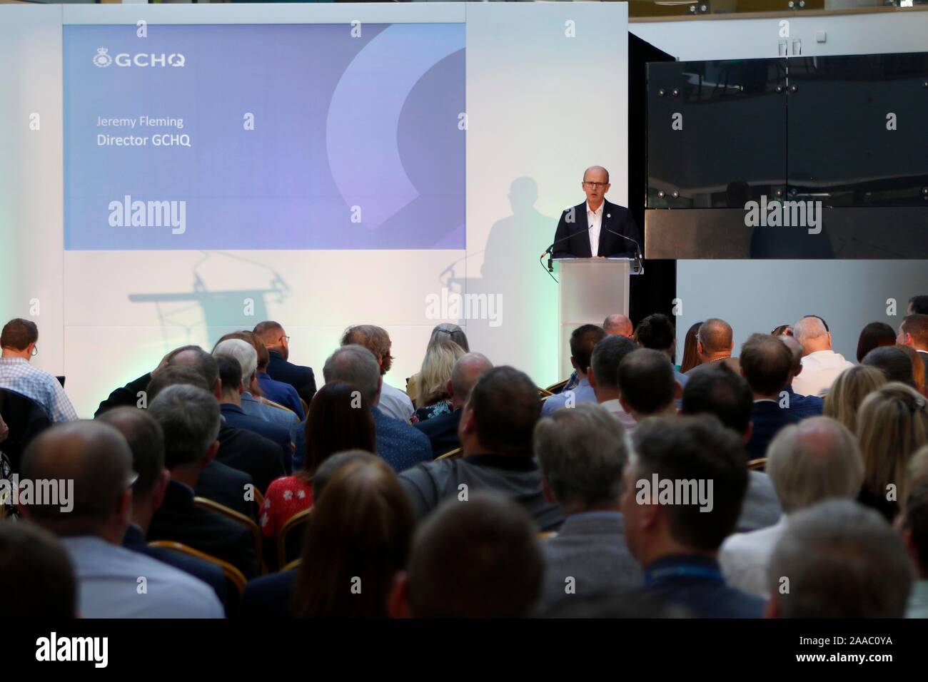 Jeremy Fleming, Direktor des GCHQ, der Hauptredner der GFirst LEP-Jahresbericht 2019. Stockfoto