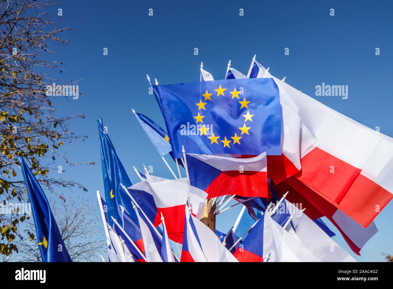 Europäische Union Flaggen der Tschechischen Republik Stockfoto