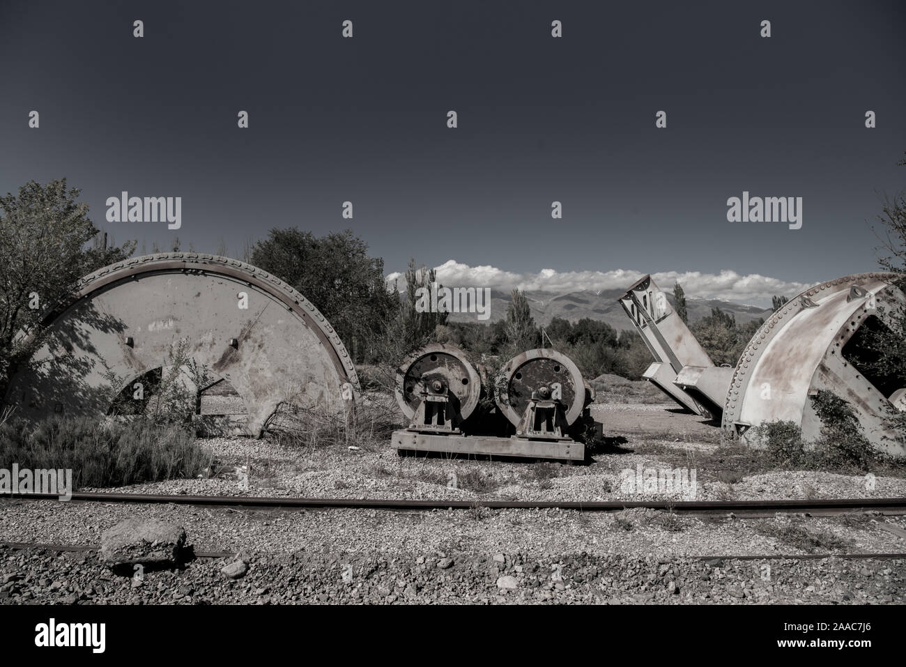 Sowjetische industrial decay, Balykchy, Kirgisistan Stockfoto
