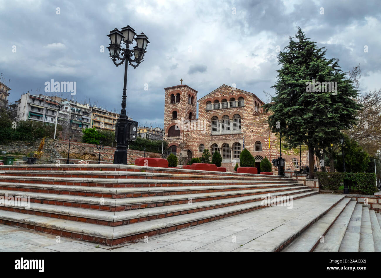 Die Kirche des Hl. Demetrius oder Hagios Demetrios ist das wichtigste Heiligtum des Hl. Demetrius, der Schutzpatronin von Thessaloniki im Zentralen Mace gewidmet Stockfoto