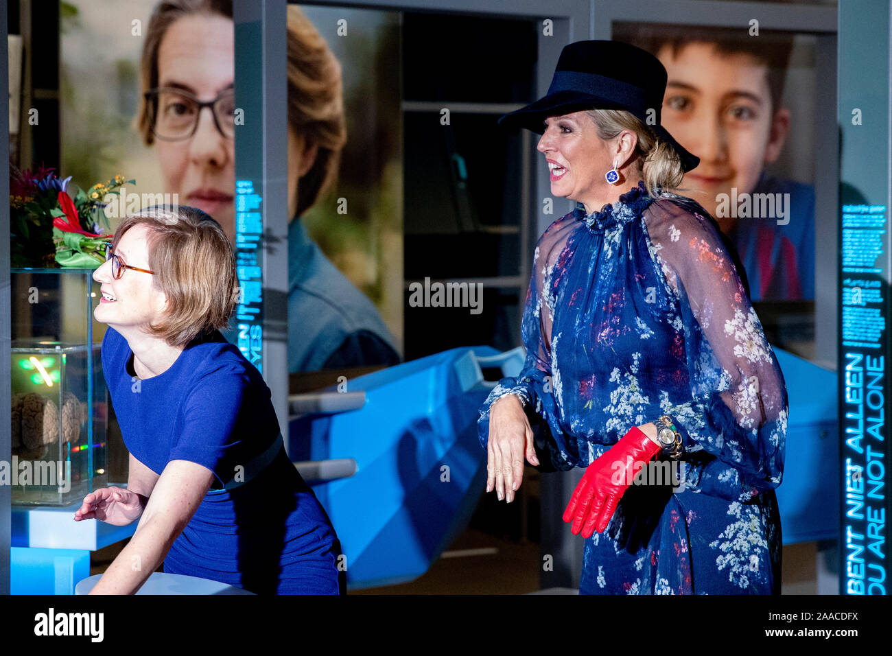 Amsterdam, Niederlande. Nov, 2019 21. AMSTERDAM, Mitte, 21-11-2019, Königin Maxima Zorreguieta eröffnete Ausstellung Humania bei NEMO Science Museum. Credit: Pro Schüsse/Alamy leben Nachrichten Stockfoto