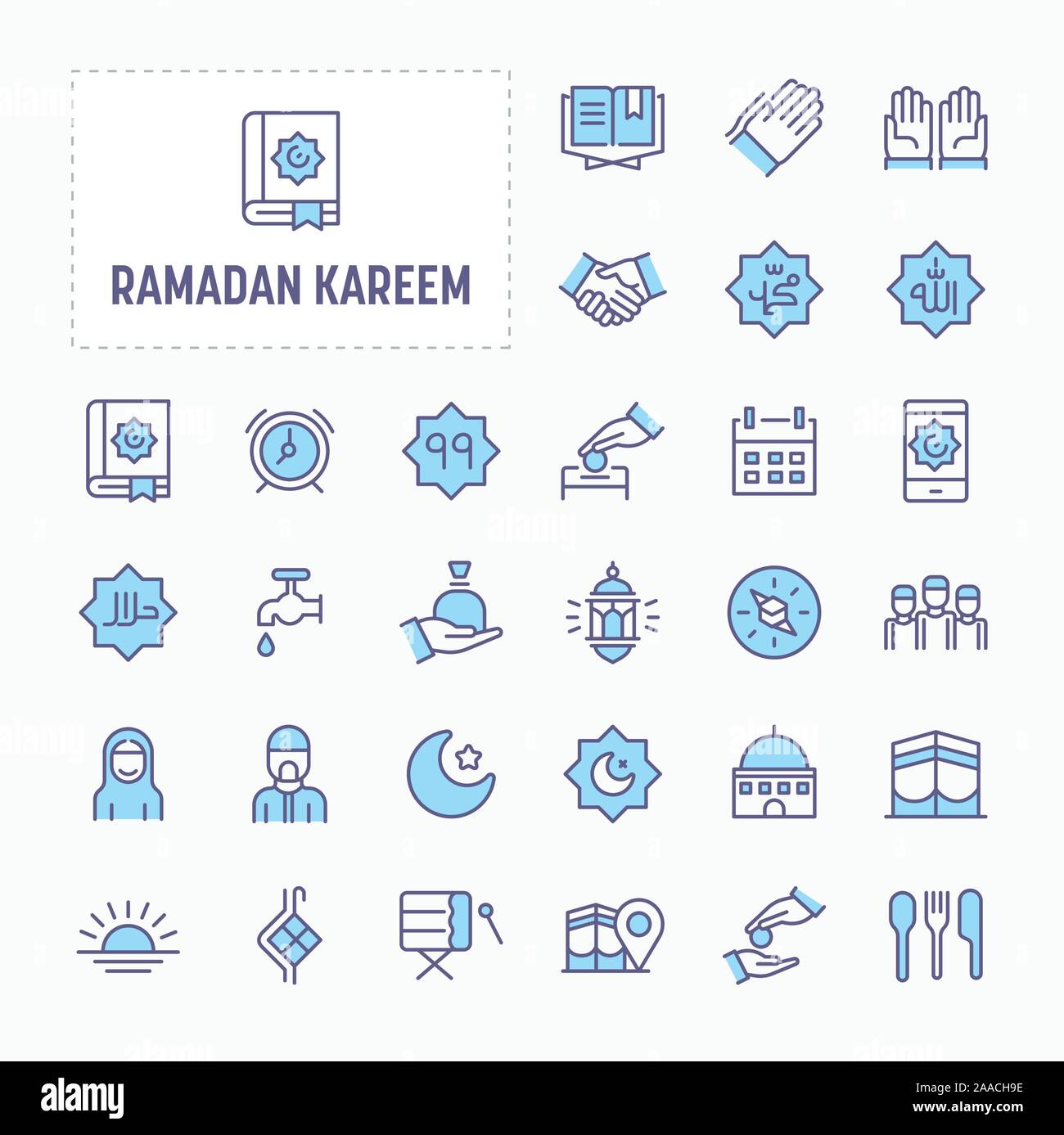 Islamische und Ramadan verwandte Objekte - dünne Linie Website, Anwendung und Präsentation Symbol. Einfache und minimale Vektor Icon und Illustration Collection. Stock Vektor