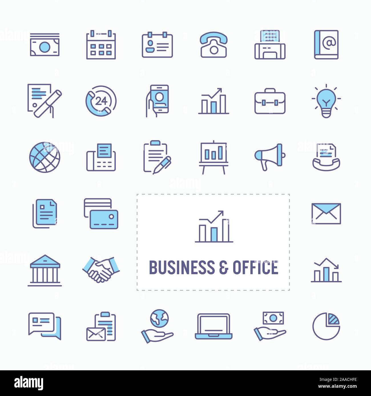 Büro & Gewerbe - dünne Linie Website, Anwendung und Präsentation Symbol. Einfache und minimale Vektor Icon und Illustration Collection. Stock Vektor