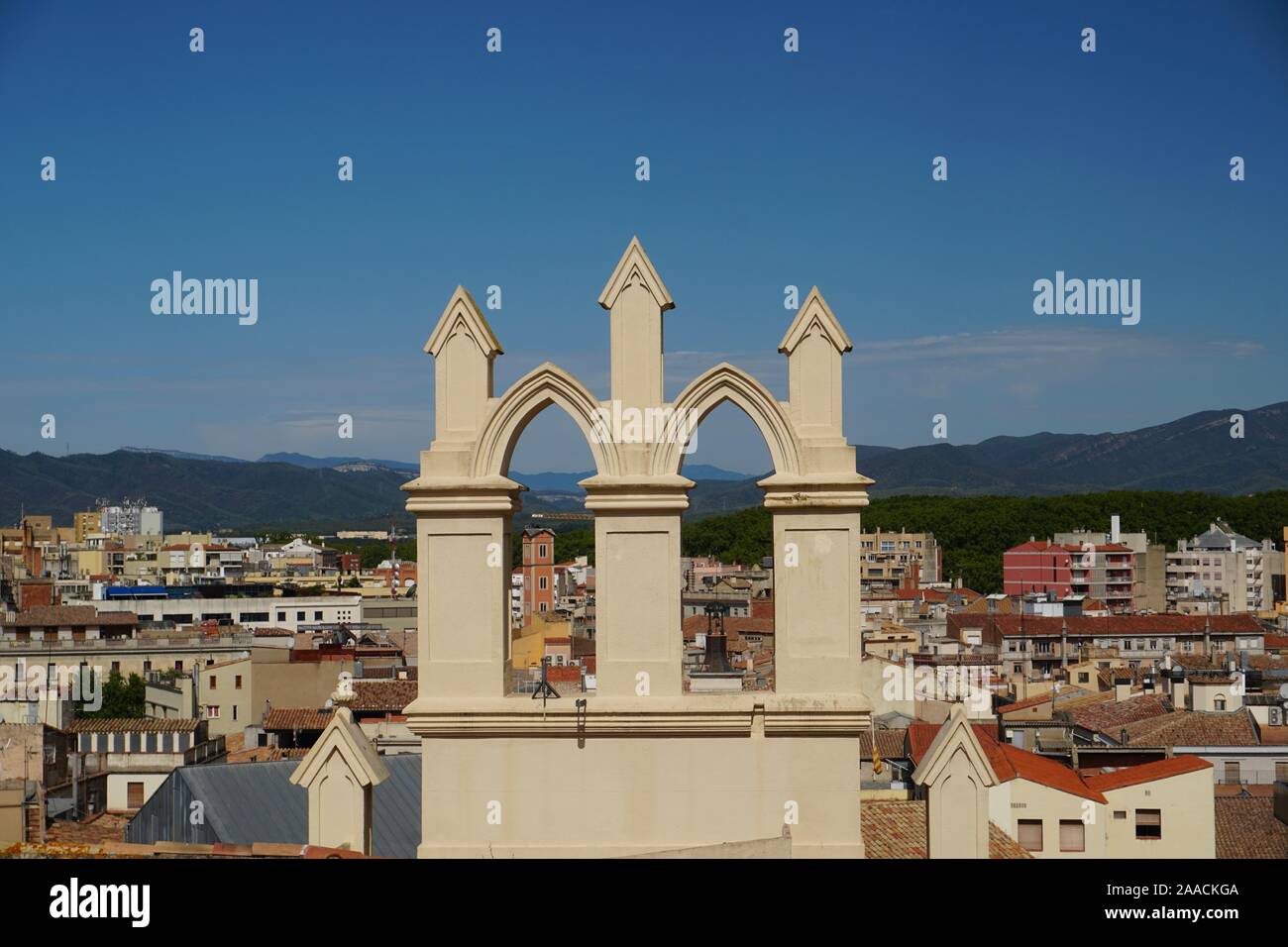 | Blick über die Skyline von Girona, Katalonien, Spanien Stockfoto