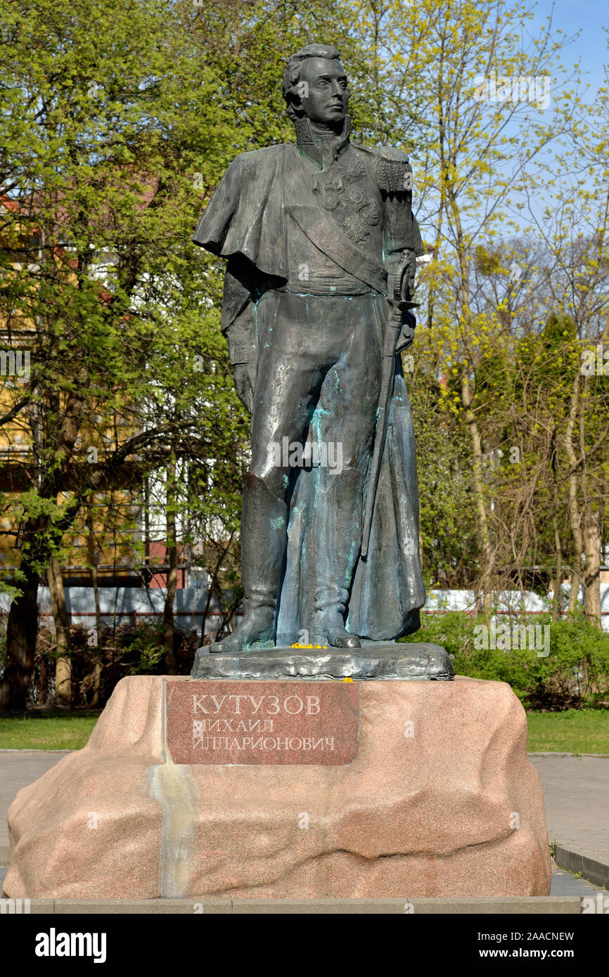 Kaliningrad, Russland - 20. April 2019: Denkmal für die große russische Kommandant Michail Illarionovich Kutuzov, Staatsmann und Diplomat Stockfoto