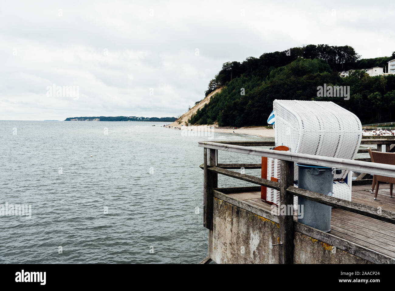 Berühmte Seebruecke Sellin, Sellin, einem bewölkten Tag des Sommers, Ostseebad Sellin Ferienort, Ostsee, Deutschland Stockfoto