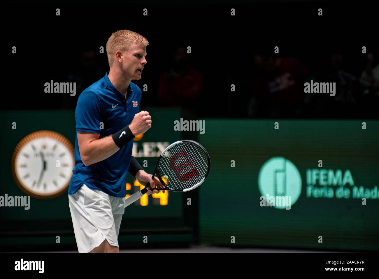 Caja Magica, Madrid, Spanien. Nov, 2019 21. Tennis: Davis Cup Madrid GBR v KAZ - Kyle Edmund (GBR) vs Michail Kukushkin (KAZ). JUGAD 01 im Bild. Caja Magica, Madrid, Spanien. Credit: EnriquePSans/Alamy leben Nachrichten Stockfoto