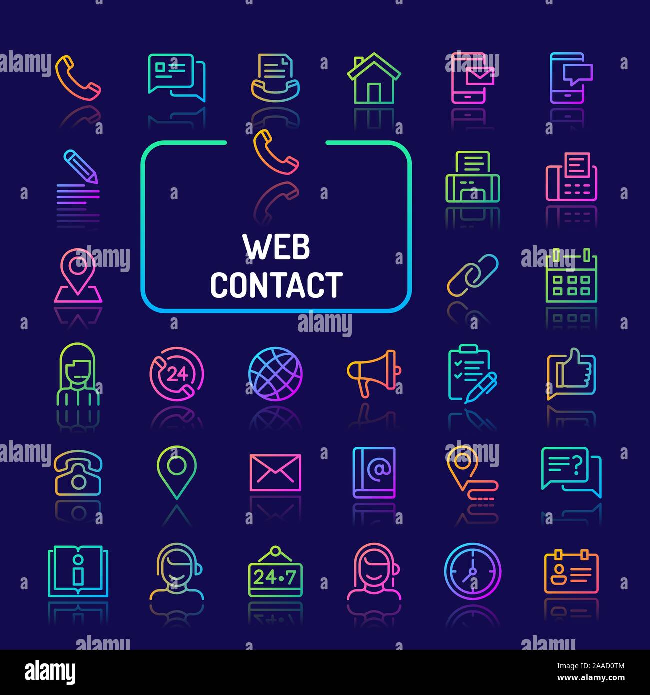 Einfache gradient farbige Symbole isoliert über dunklen Hintergrund im Zusammenhang mit der Website und Internet verbindung. Vektor Zeichen und Symbole Sammlungen für die Website ein Stock Vektor