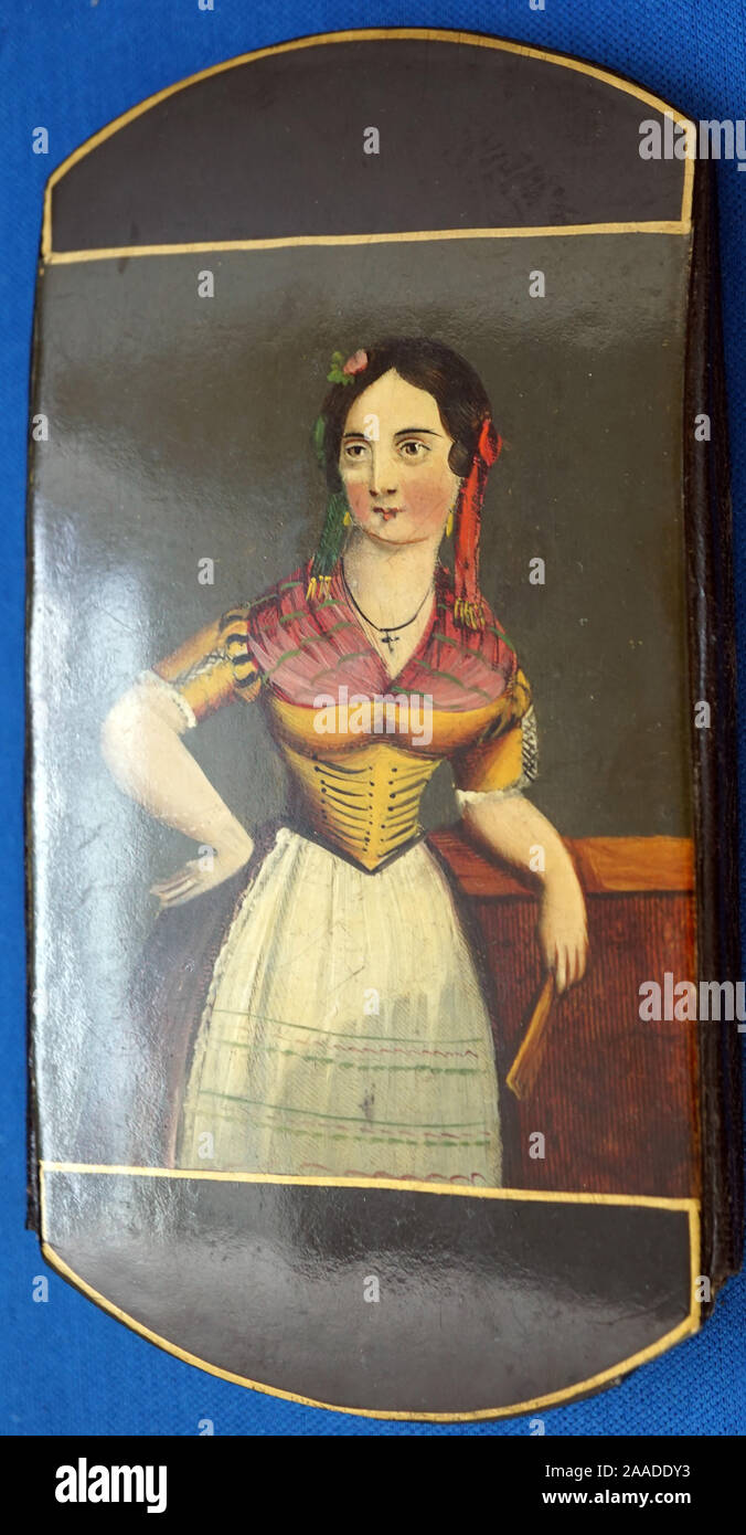 Antiken deutschen Hand bemalt Zigarre Cheroot Fall Stockfoto
