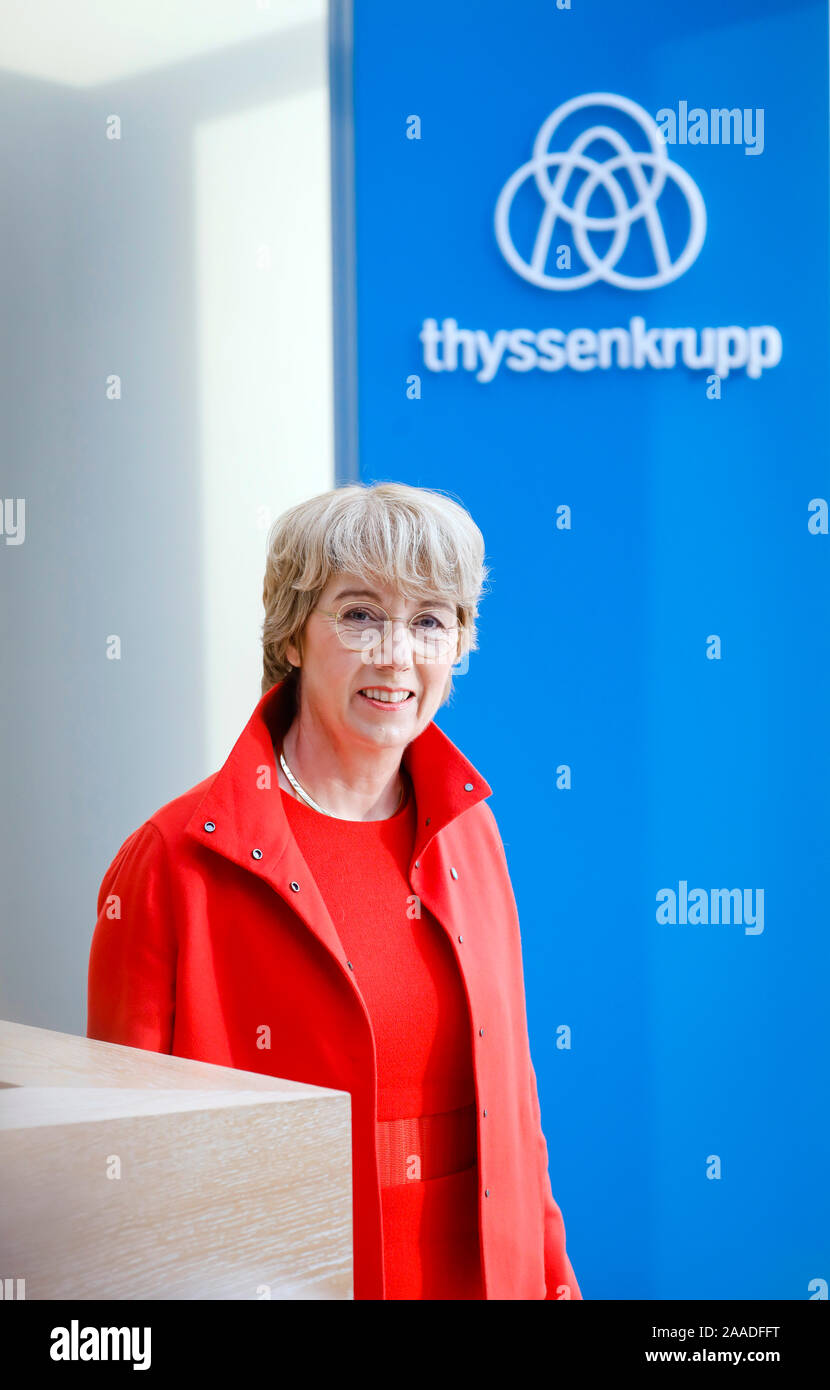 Essen, Nordrhein-Westfalen, Deutschland - Martina Merz, Vorsitzende des Vorstands der ThyssenKrupp AG Bilanzpressekonferenz bei Thyssenkrupp Q Stockfoto