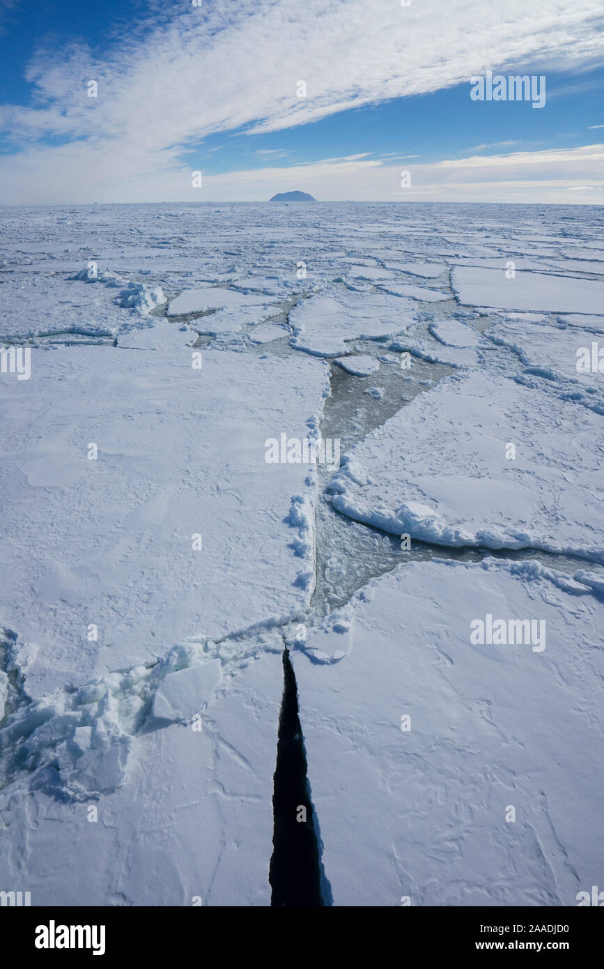 Meereis, in der Nähe von Mount Terror und Mount Erebus Ross Sea, Antarktis. Für die Süßwasser-Projekt fotografiert. Stockfoto