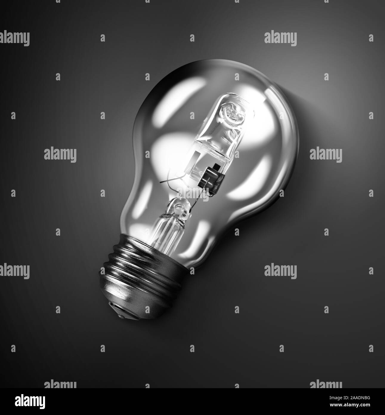 Glühlampe auf dunklem Hintergrund, Konzept der Kreativität Stockfoto