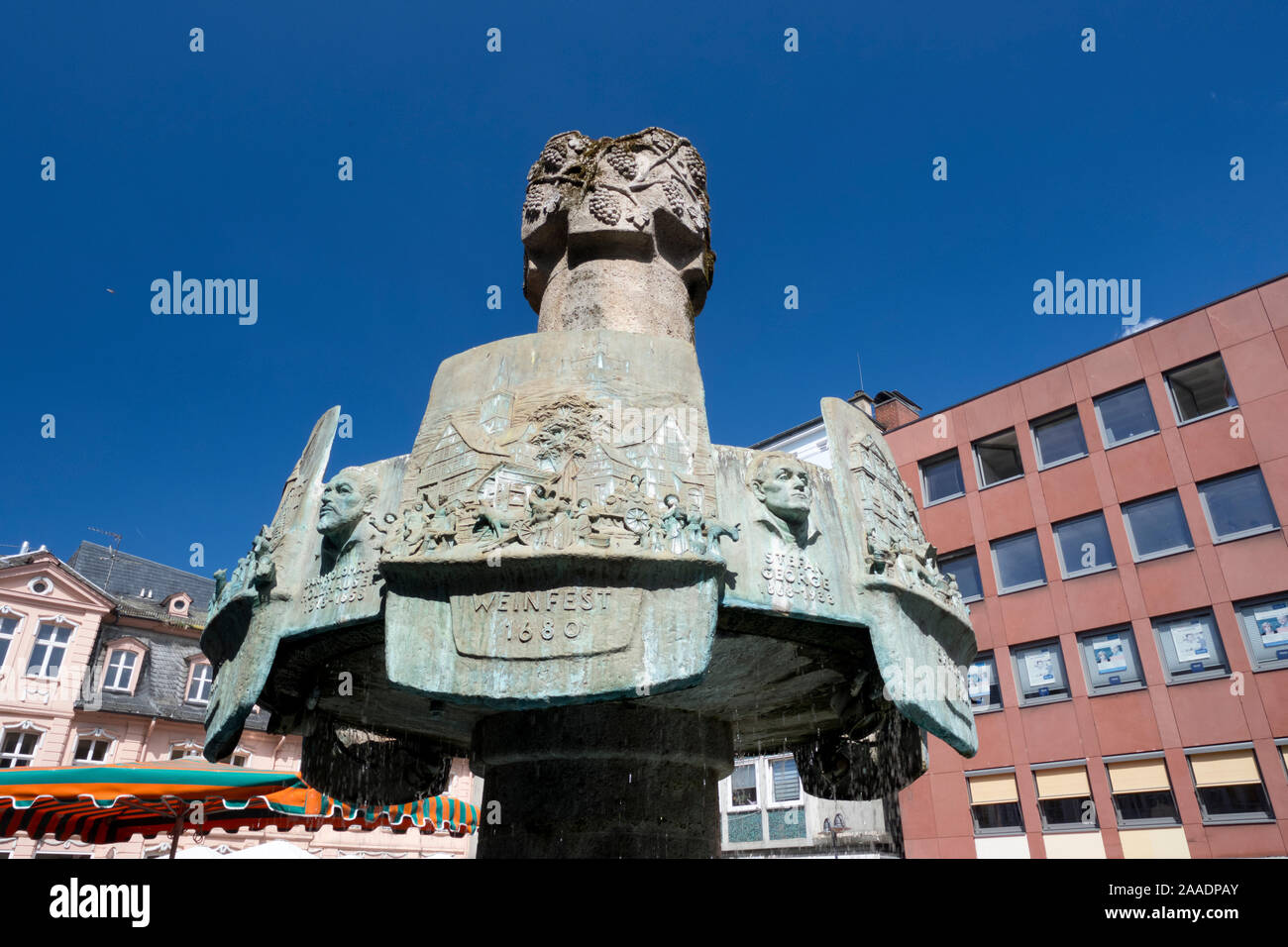 Deutschland, Bingen am Rhein, Brunnen bin Speisemarkt Stockfoto