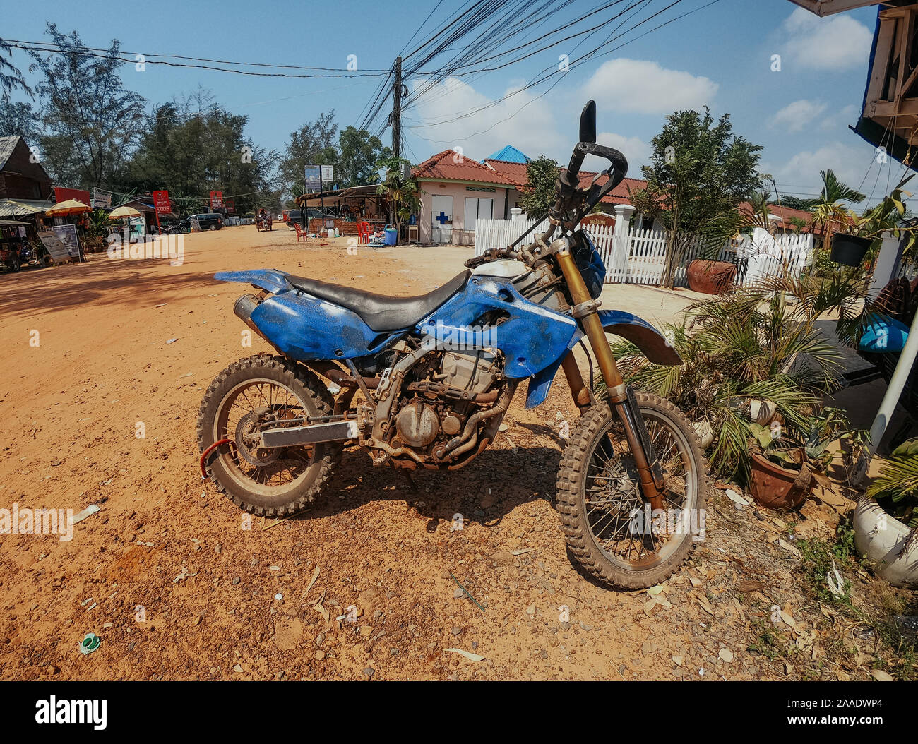 Motorrad, Enduro, traditionelle zwei Räder transport in Asien Stockfoto