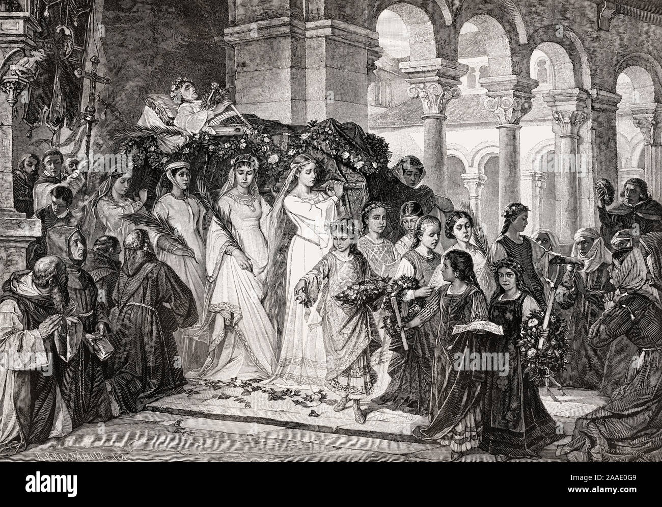 Beerdigung von Heinrich von Meißen, genannt Frauenlob, 1318 Stockfoto