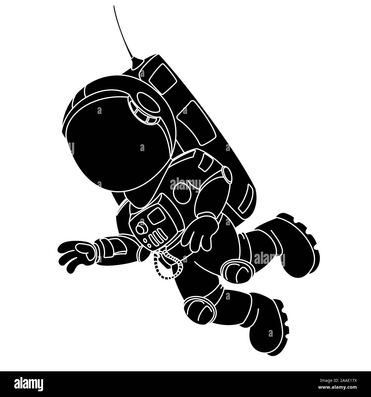 Cartoon Astronaut fliegt. Stock Vektor