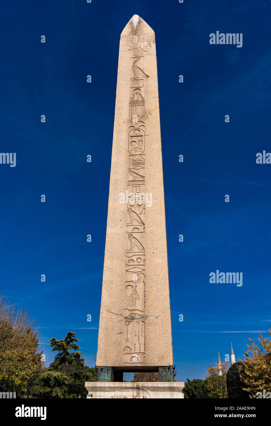 Blick auf antike Ägyptische Obelisk von Theodosius in Istanbul, Türkei Stockfoto