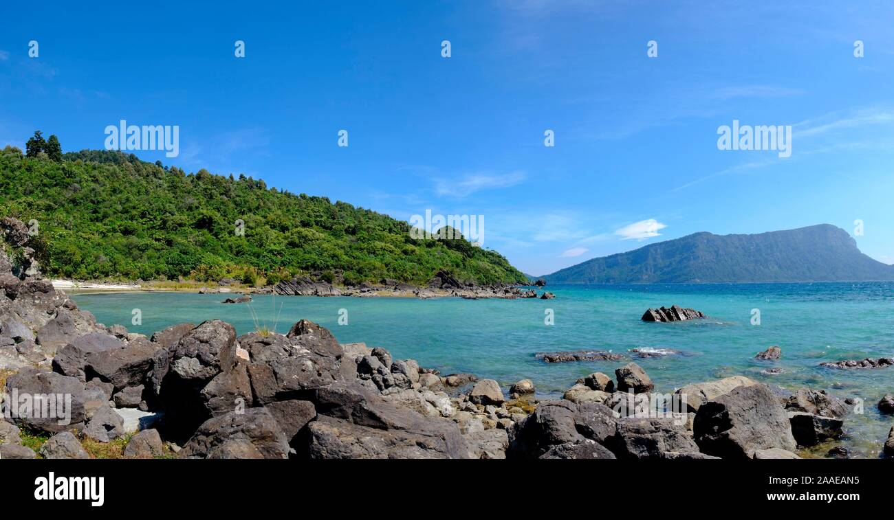 Lake Waikaremoana im Te Urewera, Hawkes Bay Region, North Island, Neuseeland Stockfoto
