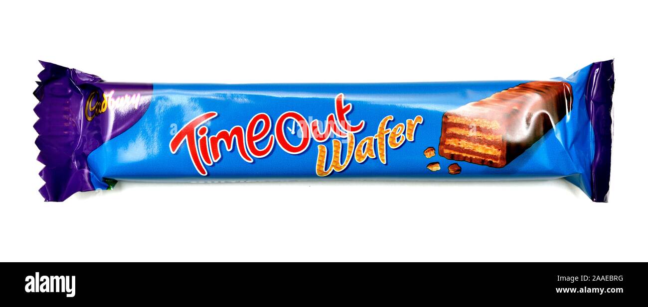 Cadbury timeout wafer Bar, weißer Hintergrund Stockfoto