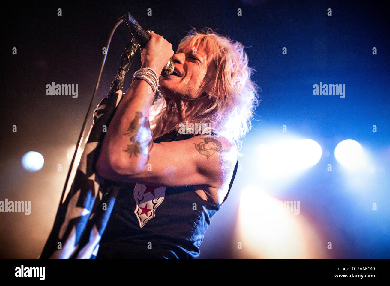 Oslo, Norwegen. 22., Oktober 2019. Die finnische Rock Musiker und Glam Rock Sänger Michael Monroe führt bei John Dee in Oslo leben. (Foto: Gonzales Foto - Terje Dokken). Stockfoto