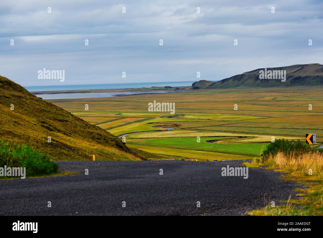 Ring Road in der Nähe von Vik mit Blick auf Land Bauernhof Island Stockfoto