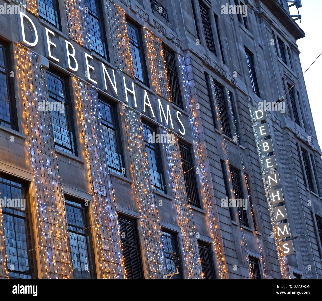 Glasgow Weihnachten Festliche Lichter, Debenhams, Argyle Street, Glasgow, Schottland, Großbritannien, G2 Stockfoto