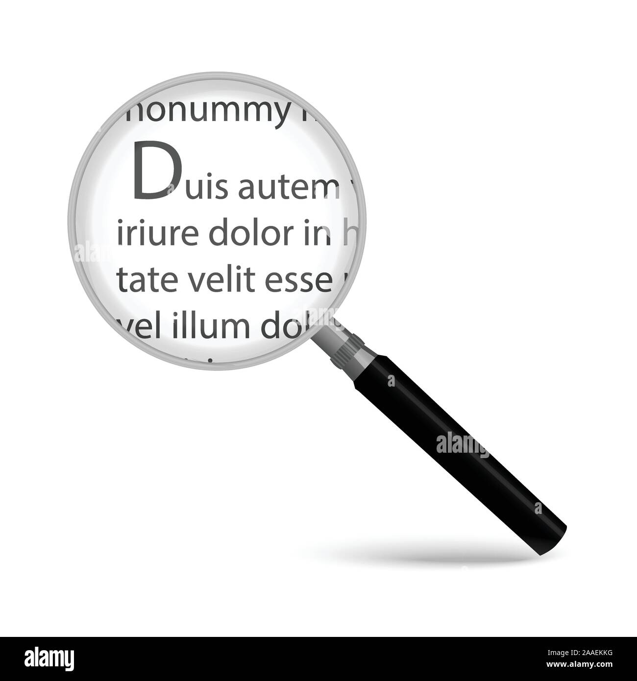 Lupe, die isoliert auf weißem Hintergrund Dokument Stock Vektor