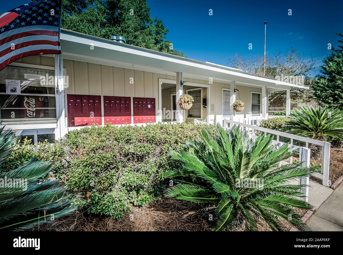 Das Büro im Four Seasons Apartments ist dargestellt in Mobile, Alabama. Der Apartment Komplex ist von Sealy Verwaltungsgesellschaft verwaltet. Stockfoto