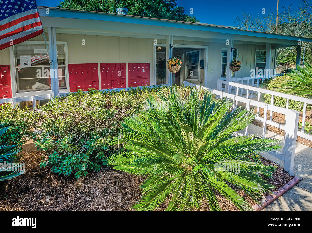 Das Büro im Four Seasons Apartments ist dargestellt in Mobile, Alabama. Der Apartment Komplex ist von Sealy Verwaltungsgesellschaft verwaltet. Stockfoto