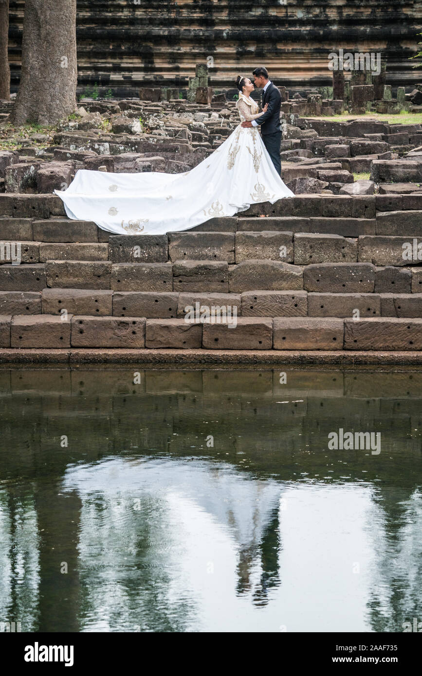 Hochzeit im Angkor Wat, Kambodscha, Asien Stockfoto