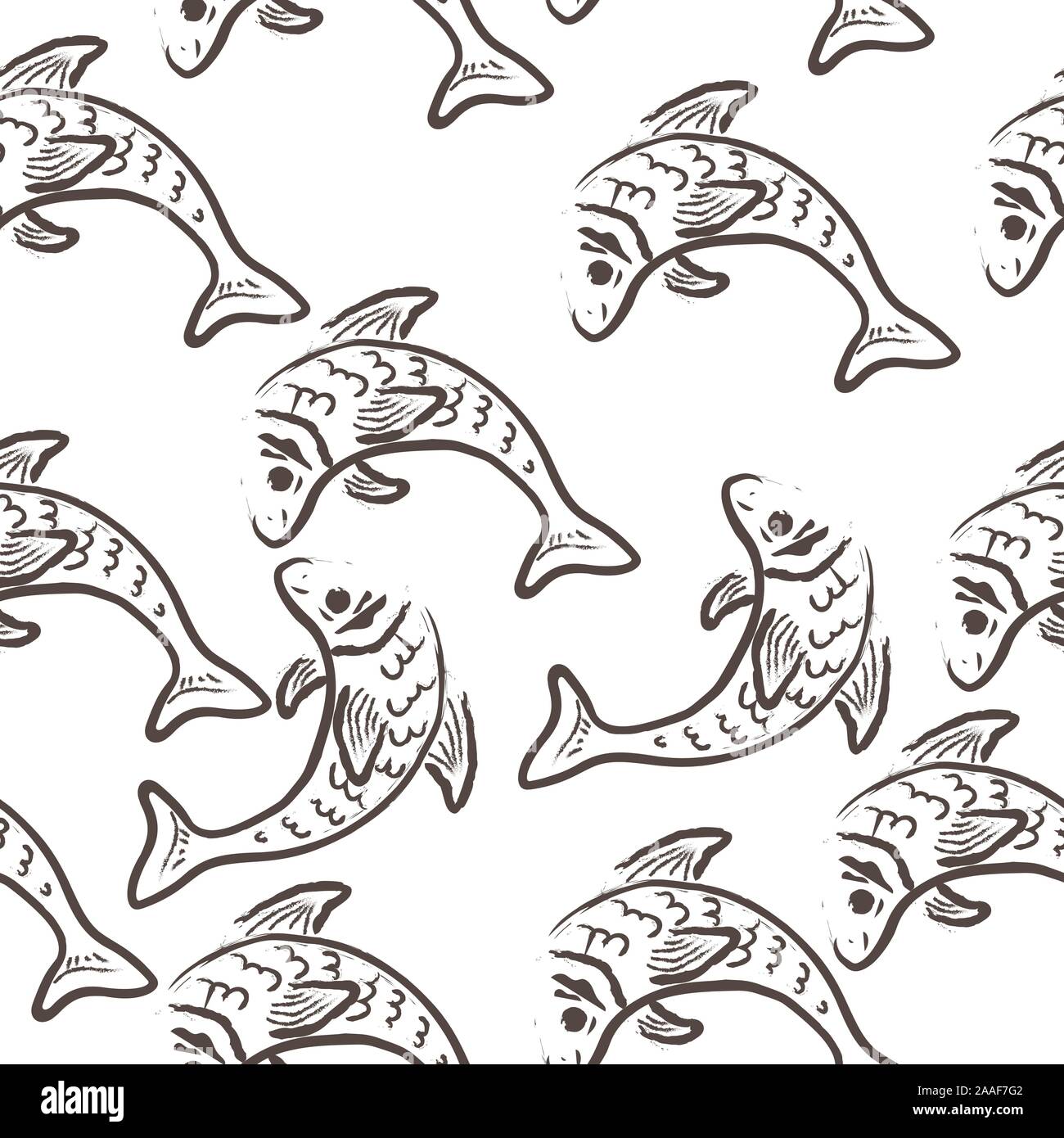 Hand gezeichneten Unterwasserwelt. Hand gezeichnet, im skandinavischen Stil. Detaillierte Arbeit. Stock Vektor