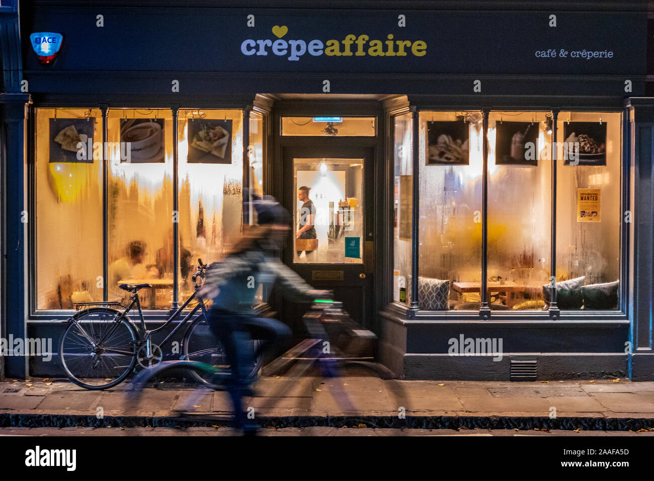Crêpeaffaire Crêpe-Affaere-Crepe Specialty Restaurant einer Kette in Cambridge Stockfoto