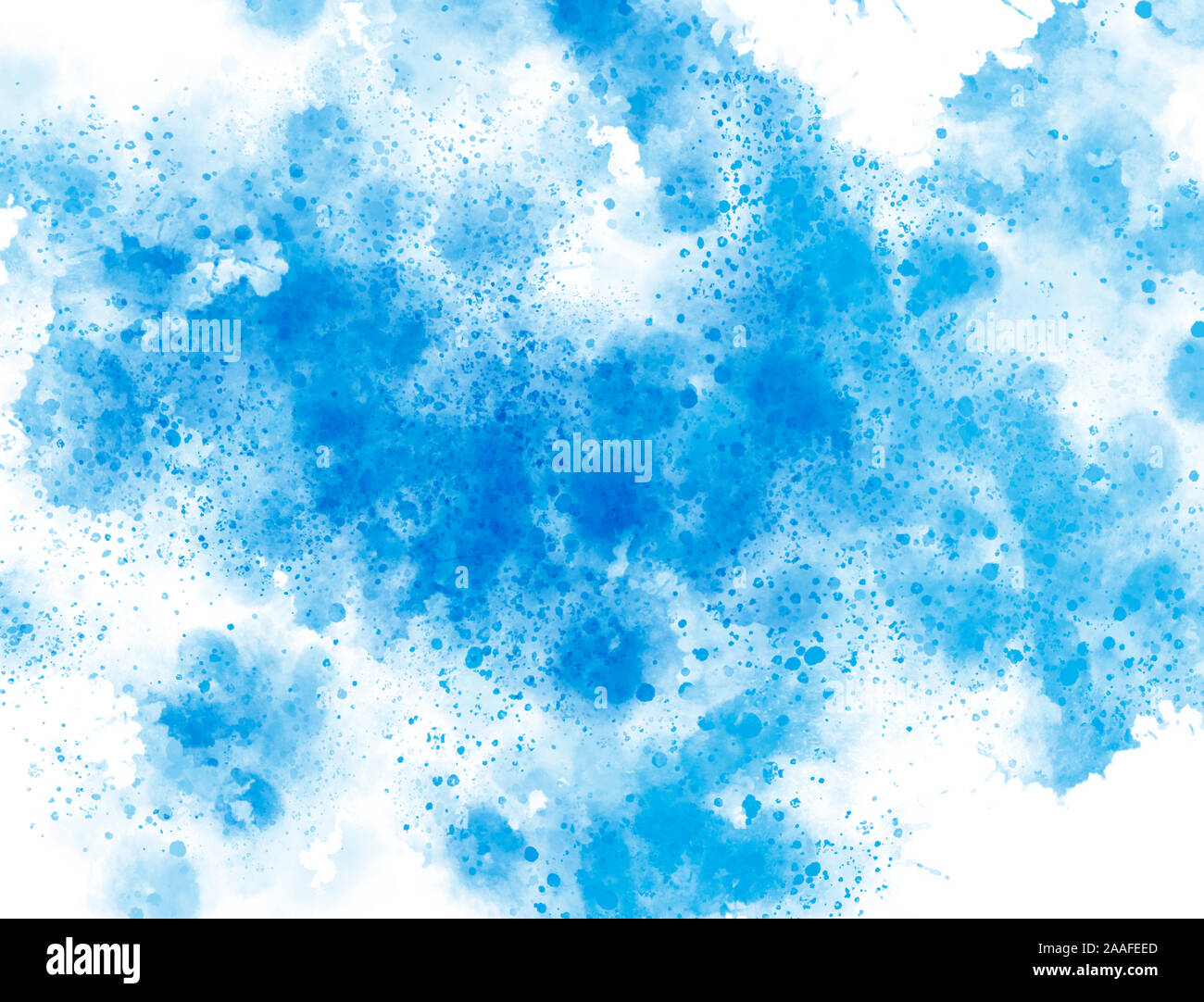 Blau aquarell Spritzer Spritzer auf weißen Hintergrund. Stockfoto