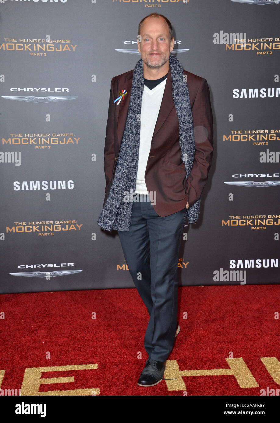 LOS ANGELES, Ca - 16. NOVEMBER 2015: Schauspieler Woody Harrelson bei der Premiere von "Der Hunger Games: mockingjay - Teil 2' © 2015 Paul Smith/Featureflash Stockfoto