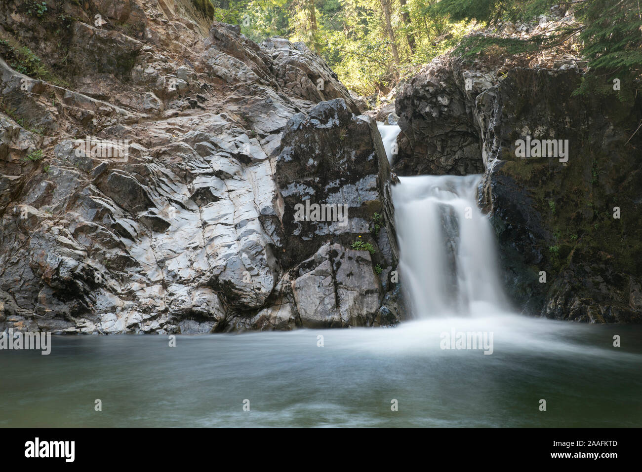 Mais Creek Falls in Creston Valley, British Columbia, Kanada Stockfoto