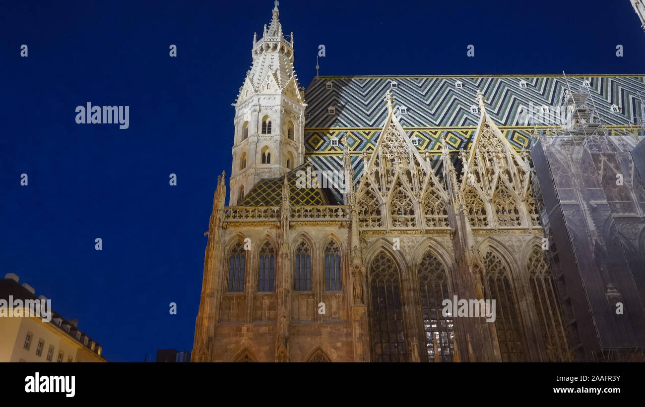 Eine Nacht auf der Seite des hl. Stephanus Kathedrale in Wien, Österreich Stockfoto