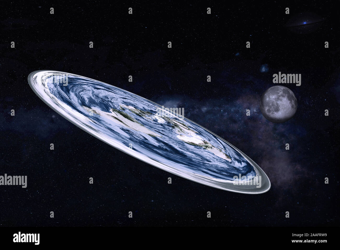 Flache Planeten des Sonnensystems mit Mond im Weltraum. Science Fiction. Elemente dieses Bild wurde von der NASA eingerichtet. Stockfoto