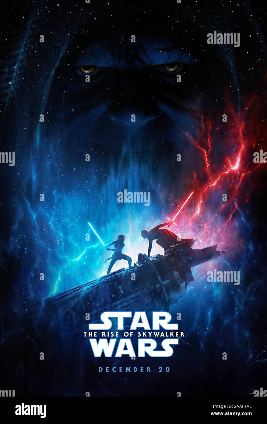 Star Wars: Der Aufstieg von Skywalker (2019) unter der Regie von J.J. Abrams und Hauptdarsteller Mark Hamill, Billie Lourd, Daisy Ridley, Adam Fahrer und Ian McDiarmid. Das letzte Kapitel der Skywalker Trilogie. Stockfoto