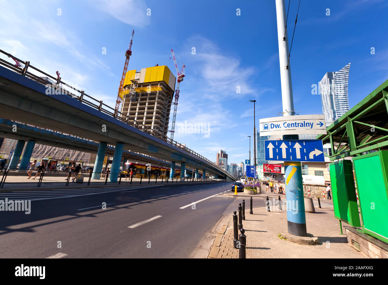 Fotos in der Hauptstadt von Polen Warschau auf einem hellen, sonnigen Tag im August getroffen Stockfoto